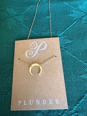 Plunder Gold Crescent Moon Pendant Necklace $12